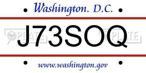 J73SOQ District Of Columbia License Plate