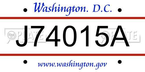 J74015A District Of Columbia License Plate