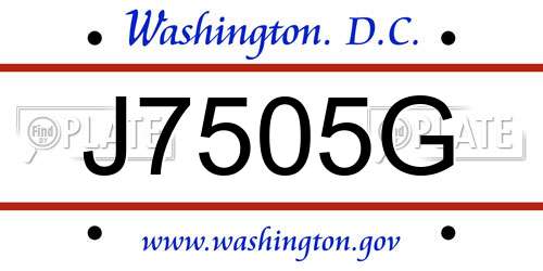 J7505G District Of Columbia License Plate