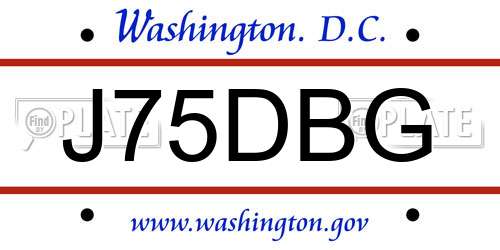 J75DBG District Of Columbia License Plate