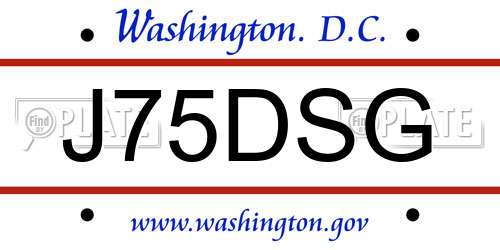 J75DSG District Of Columbia License Plate