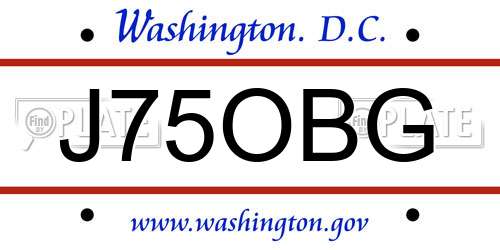 J75OBG District Of Columbia License Plate