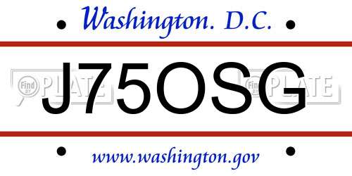 J75OSG District Of Columbia License Plate
