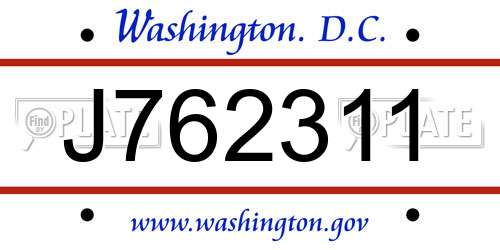 J762311 District Of Columbia License Plate