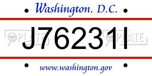 J76231I District Of Columbia License Plate