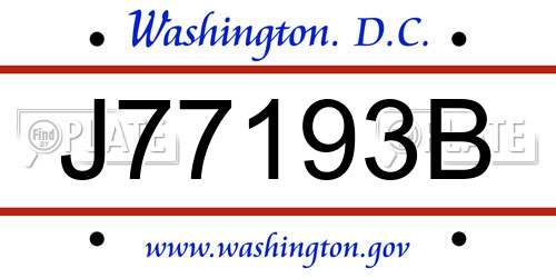 J77193B District Of Columbia License Plate