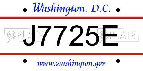 J7725E District Of Columbia License Plate