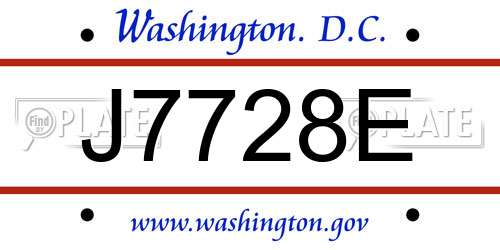J7728E District Of Columbia License Plate