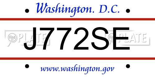 J772SE District Of Columbia License Plate