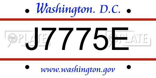 J7775E District Of Columbia License Plate