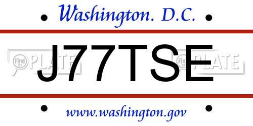 J77TSE District Of Columbia License Plate