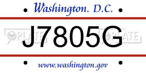 J7805G District Of Columbia License Plate