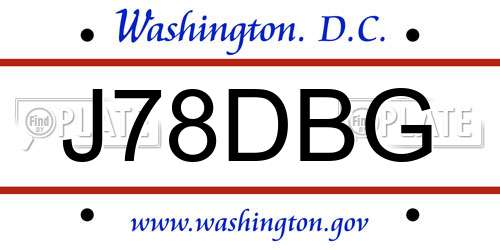 J78DBG District Of Columbia License Plate
