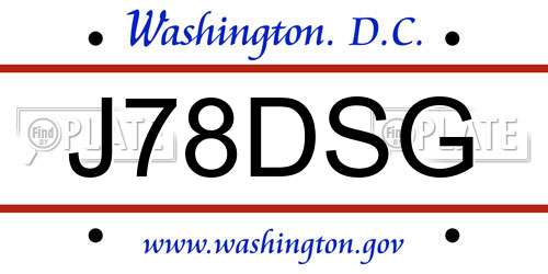 J78DSG District Of Columbia License Plate
