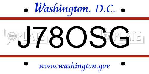 J78OSG District Of Columbia License Plate