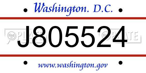 J805524 District Of Columbia License Plate