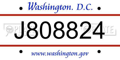 J808824 District Of Columbia License Plate