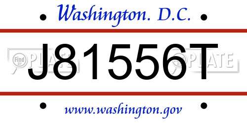 J81556T District Of Columbia License Plate
