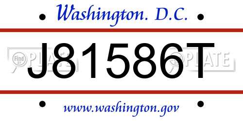 J81586T District Of Columbia License Plate