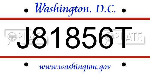 J81856T District Of Columbia License Plate