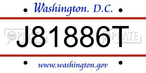 J81886T District Of Columbia License Plate