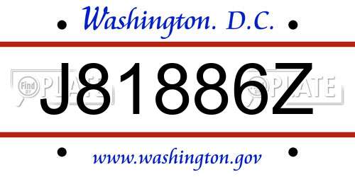 J81886Z District Of Columbia License Plate