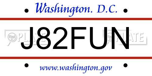 J82FUN District Of Columbia License Plate