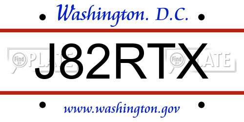 J82RTX District Of Columbia License Plate