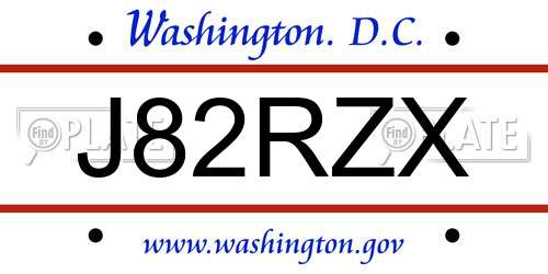 J82RZX District Of Columbia License Plate
