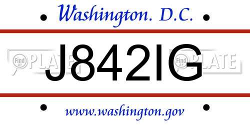 J842IG District Of Columbia License Plate
