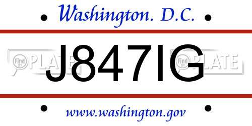 J847IG District Of Columbia License Plate