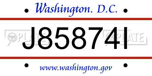 J85874I District Of Columbia License Plate
