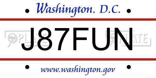J87FUN District Of Columbia License Plate