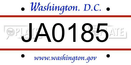 JA0185 District Of Columbia License Plate