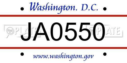 JA0550 District Of Columbia License Plate