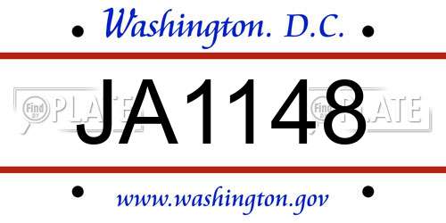 JA1148 District Of Columbia License Plate