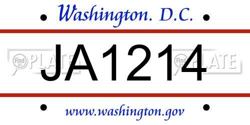 JA1214 District Of Columbia License Plate