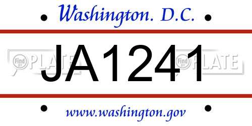 JA1241 District Of Columbia License Plate