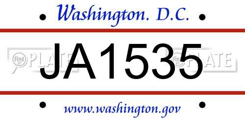 JA1535 District Of Columbia License Plate