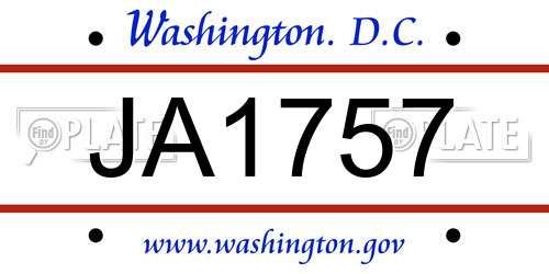 JA1757 District Of Columbia License Plate