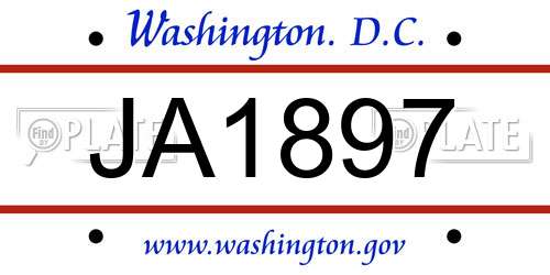 JA1897 District Of Columbia License Plate