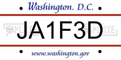 JA1F3D District Of Columbia License Plate