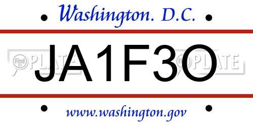 JA1F3O District Of Columbia License Plate