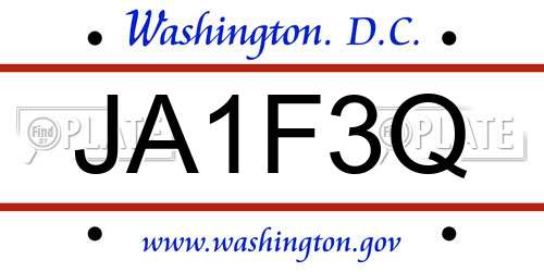 JA1F3Q District Of Columbia License Plate