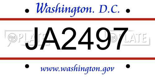 JA2497 District Of Columbia License Plate