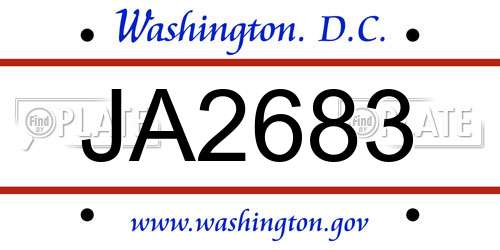 JA2683 District Of Columbia License Plate
