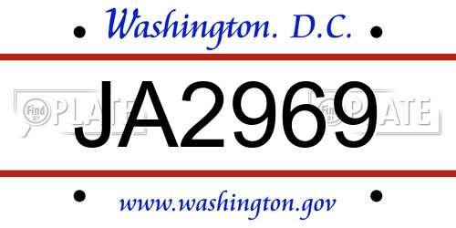 JA2969 District Of Columbia License Plate