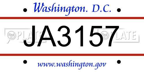 JA3157 District Of Columbia License Plate
