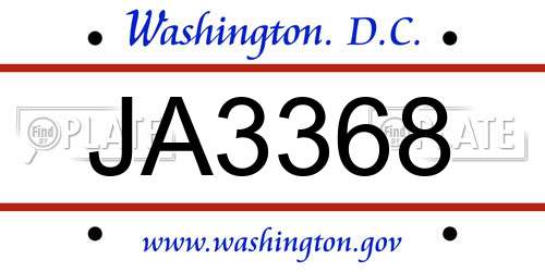 JA3368 District Of Columbia License Plate