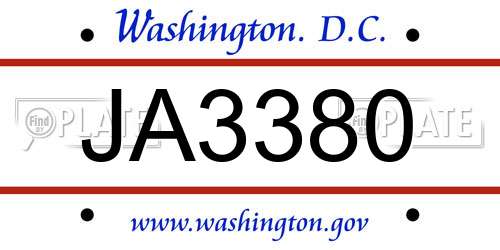 JA3380 District Of Columbia License Plate
